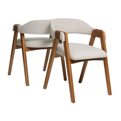Imagem de Kit 2 Cadeiras Escandinavas Malaga Ergonomica Organica Madeira Maciça Sala de Jantar Estar Escritório Espera