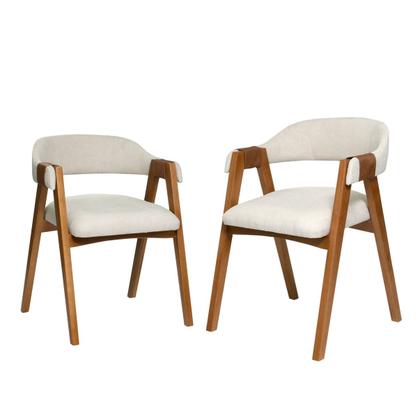 Imagem de Kit 2 Cadeiras Escandinavas Malaga Ergonomica Organica Madeira Maciça Sala de Jantar Estar Escritório Espera