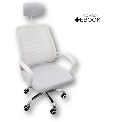 Imagem de Kit 2 Cadeiras Escritório Diretor Tela Mesh Encosto De Cabeça com Ebook