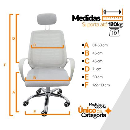 Imagem de Kit 2 Cadeiras Escritório Diretor Tela Mesh Encosto De Cabeça com Ebook