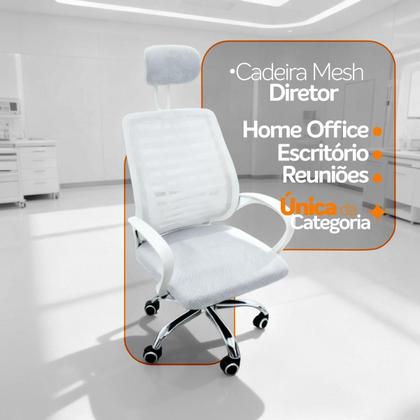 Imagem de Kit 2 Cadeiras Escritório Diretor Tela Mesh Encosto De Cabeça com Ebook