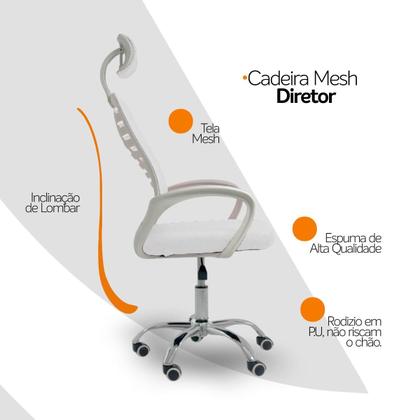 Imagem de Kit 2 Cadeiras Escritório Diretor Tela Mesh Encosto De Cabeça com Ebook