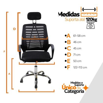 Imagem de Kit 2 Cadeiras Escritório Diretor Tela Mesh Encosto De Cabeça com Ebook