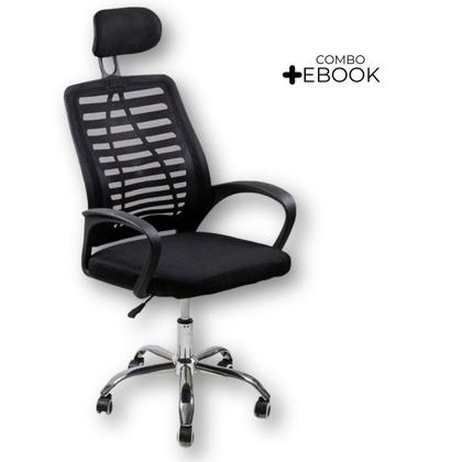 Imagem de Kit 2 Cadeiras Escritório Diretor Tela Mesh Encosto De Cabeça com Ebook