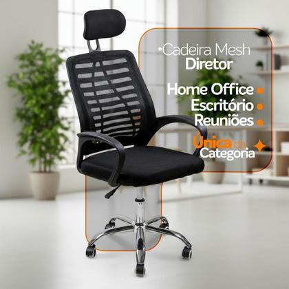 Imagem de Kit 2 Cadeiras Escritório Diretor Tela Mesh Encosto De Cabeça com Ebook