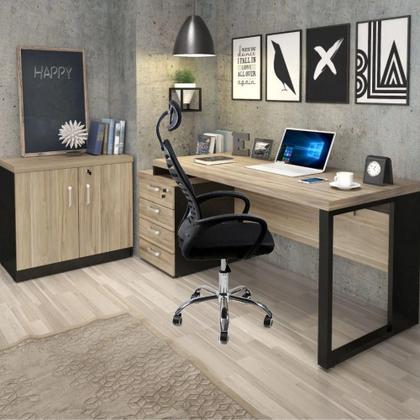 Imagem de Kit 2 Cadeiras Escritório Diretor Tela Mesh Encosto De Cabeça Preto