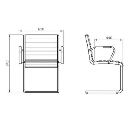 Imagem de Kit 2 Cadeiras Escritório Fixa Terracota Com Braços Prata