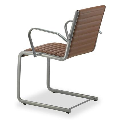 Imagem de Kit 2 Cadeiras Escritório Fixa Terracota Com Braços Prata