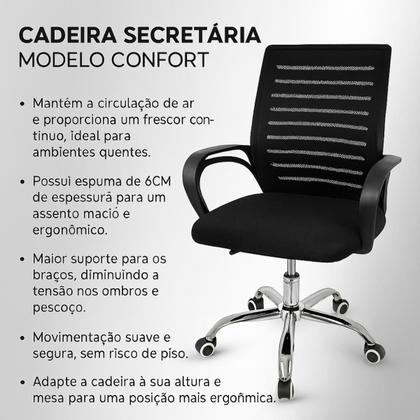 Imagem de kit 2 Cadeiras Escritório Tela Mesh Zebrada base cromada