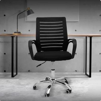 Imagem de kit 2 Cadeiras Escritório Tela Mesh Zebrada base cromada