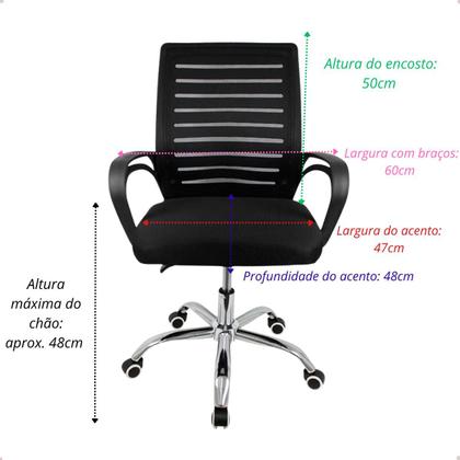 Imagem de kit 2 Cadeiras Escritório Tela Mesh Zebrada base cromada