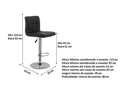 Imagem de Kit 2 cadeiras estofada alta bancada - preto