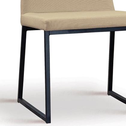 Imagem de Kit 2 Cadeiras Estofadas Base Aço Preto F37 Linho Bege Dmobiliario Bege