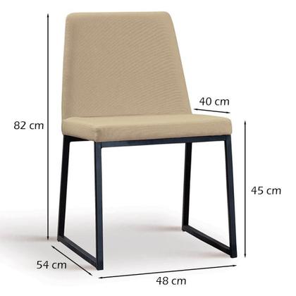 Imagem de Kit 2 Cadeiras Estofadas Base Aço Preto F37 Linho Bege Dmobiliario Bege