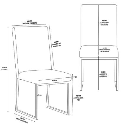 Imagem de Kit 2 Cadeiras Estofadas Base de Ferro Para Mesa De Jantar