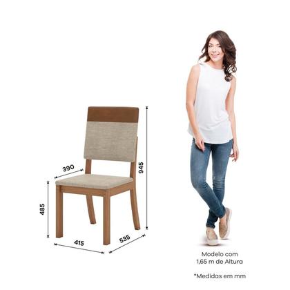 Imagem de Kit 2 Cadeiras Estofadas para Mesa de Jantar Milla Plus