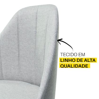 Imagem de Kit 2 Cadeiras Giratórias Mesa Sala de Jantar e Cozinha com Base em Madeira Maciça e Estofado em Tecido Linho