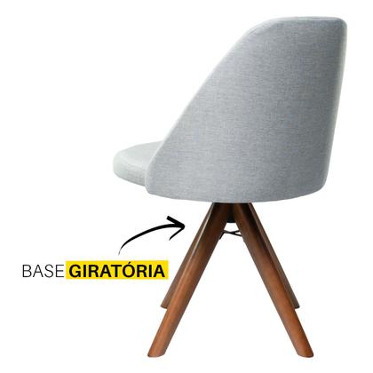 Imagem de Kit 2 Cadeiras Giratórias Mesa Sala de Jantar e Cozinha com Base em Madeira Maciça e Estofado em Tecido Linho