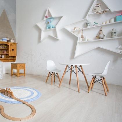Imagem de Kit 2 Cadeiras Infantil Eames Polipropileno Base Madeira Eiffel Espresso Móveis Branco