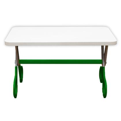 Imagem de Kit 2 Cadeiras Mesa Infantil Tesoura Verde Tampo Branco Retangular Base Temática Para Estudos E Desenhos Mobília Decor