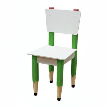 Imagem de Kit 2 Cadeiras Mesa Infantil Tesoura Verde Tampo Branco Retangular Base Temática Para Estudos E Desenhos Mobília Decor