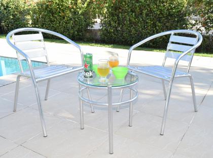 Imagem de Kit 2 Cadeiras Mesa Redonda Alumínio Area Externa Varanda