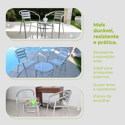 Imagem de Kit 2 Cadeiras Mesa Redonda Alumínio Area Externa Varanda