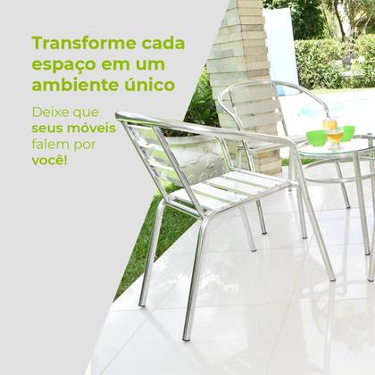 Imagem de Kit 2 Cadeiras Mesa Redonda Alumínio Area Externa Varanda