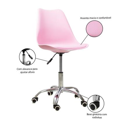 Imagem de Kit 2 Cadeiras Office Com Rodizio Giratória Saarinen com Ebook