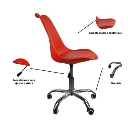 Imagem de Kit 2 Cadeiras Office Com Rodizio Giratória Saarinen com Ebook