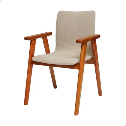 Imagem de Kit 2 Cadeiras Organicas Madeira Maciça Estofado Sintético Bouclê com Espuma D23 Design com Braço para Sala ou Escritório