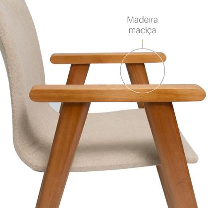 Imagem de Kit 2 Cadeiras Organicas Madeira Maciça Estofado Sintético Bouclê com Espuma D23 Design com Braço para Sala ou Escritório