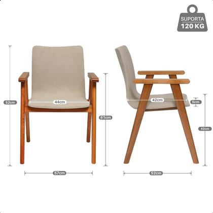 Imagem de Kit 2 Cadeiras Organicas Madeira Maciça Estofado Sintético Bouclê com Espuma D23 Design com Braço para Sala ou Escritório