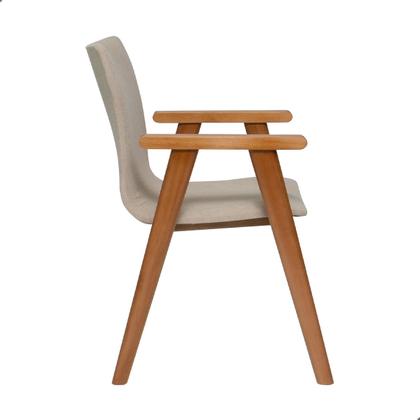 Imagem de Kit 2 Cadeiras Organicas Madeira Maciça Estofado Sintético Bouclê com Espuma D23 Design com Braço para Sala ou Escritório