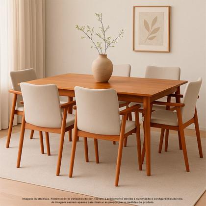 Imagem de Kit 2 Cadeiras Organicas Madeira Maciça Estofado Sintético Bouclê com Espuma D23 Design com Braço para Sala ou Escritório