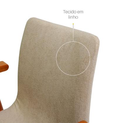 Imagem de Kit 2 Cadeiras Organicas Madeira Maciça Estofado Sintético Bouclê com Espuma D23 Design com Braço para Sala ou Escritório