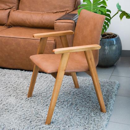 Imagem de Kit 2 Cadeiras Organicas Madeira Maciça Estofado Sintético Bouclê com Espuma D23 Design com Braço para Sala ou Escritório