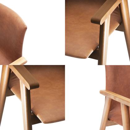 Imagem de Kit 2 Cadeiras Organicas Madeira Maciça Estofado Sintético Bouclê com Espuma D23 Design com Braço para Sala ou Escritório