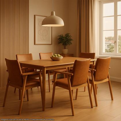 Imagem de Kit 2 Cadeiras Organicas Madeira Maciça Estofado Sintético Bouclê com Espuma D23 Design com Braço para Sala ou Escritório