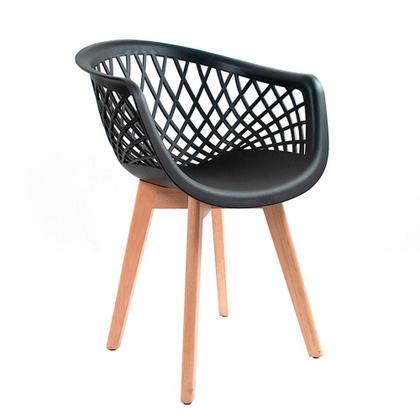 Kit 2 Cadeiras Para Mesa Sala De Jantar Jardim Moderna Luxo Web Preta Base Madeira Varanda Area Gourmet - Cadeiras INC Imagem de Kit 2 Cadeiras Para Mesa Sala De Jantar Jardim Moderna Luxo Web Preta Base Madeira Varanda Area Gourmet