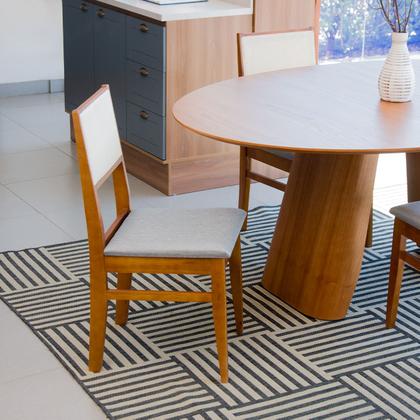 Imagem de Kit 2 Cadeiras Para Sala De Jantar Estofadas em Madeira Maciça com Encosto de Tela