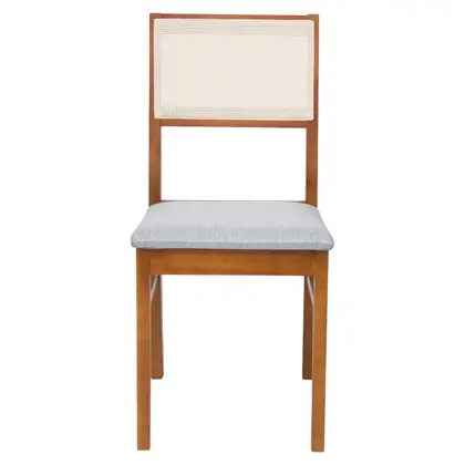 Imagem de Kit 2 Cadeiras Para Sala De Jantar Estofadas em Madeira Maciça com Encosto de Tela