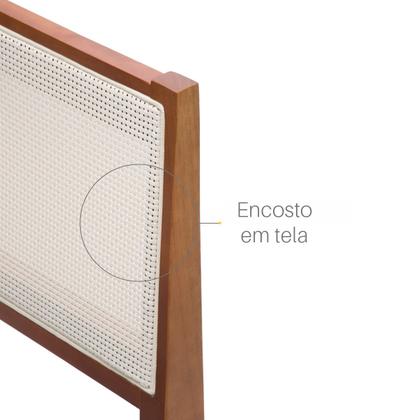 Imagem de Kit 2 Cadeiras Para Sala De Jantar Estofadas em Madeira Maciça com Encosto de Tela