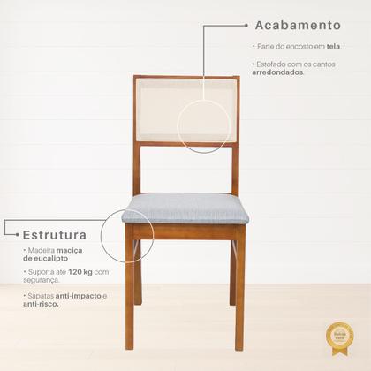 Imagem de Kit 2 Cadeiras Para Sala De Jantar Estofadas em Madeira Maciça com Encosto de Tela