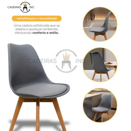 Imagem de Kit 2 Cadeiras para Sala Mesa de Jantar Com Assento Estofado Saarinen Cinzas