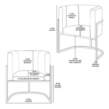 Imagem de Kit 2 Cadeiras Poltrona Lua material sintético Sala Quarto Gold Balaqui