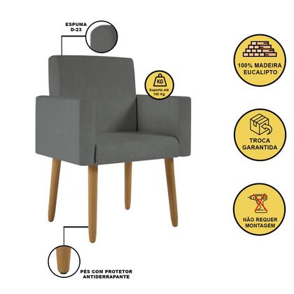 Imagem de Kit 2 Cadeiras Poltronas Recepção Sala Escritório Cinza