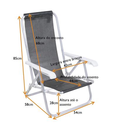 Imagem de Kit 2 Cadeiras Reclinável Alumínio + Guarda Sol Bagum 2,4m Preto Mormaii - Belfix