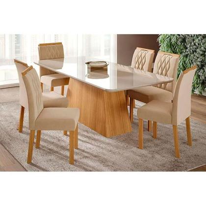 Imagem de Kit 2 Cadeiras Sala Jantar Juliana Wood 4 Un Madeirado/Suede Joli Capuccino - Cimol