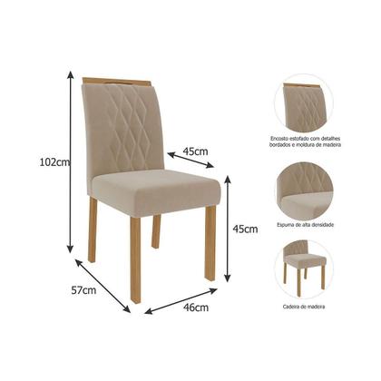 Imagem de Kit 2 Cadeiras Sala Jantar Juliana Wood 4 Un Madeirado/Suede Joli Capuccino - Cimol
